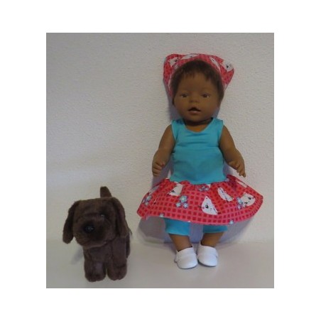 trendyjurk setje roze kat  baby born 43cm