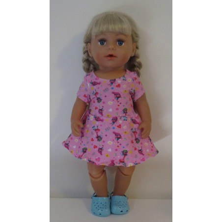 sportievejurk roze trollz baby born 43cm