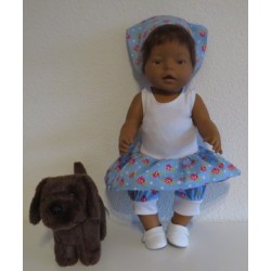 trendyjurk setje blauw roosjes baby born 43cm