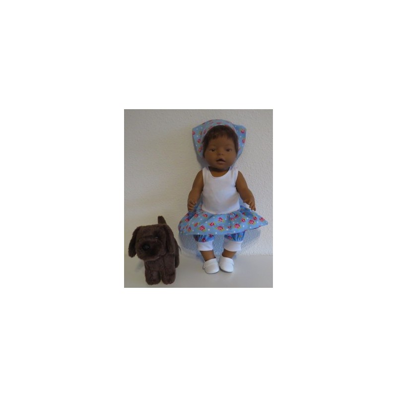 trendyjurk setje blauw roosjes baby born 43cm