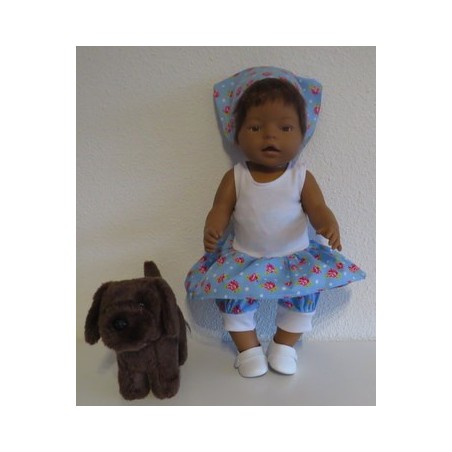 trendyjurk setje blauw roosjes baby born 43cm