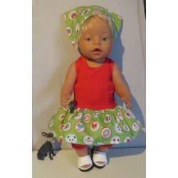 trendyjurk setje groen dieren  baby born 43cm