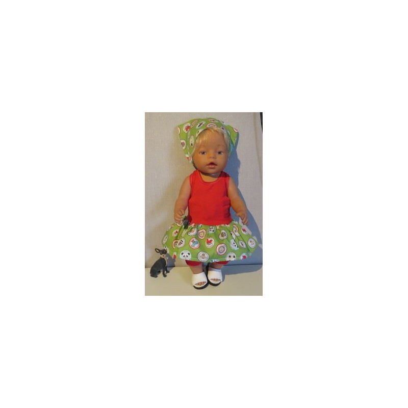 trendyjurk setje groen dieren  baby born 43cm