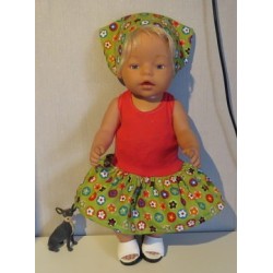 trendyjurk setje groen bloemen baby born 43cm