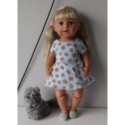 sportievejurk blauw bloemen  baby born 43cm