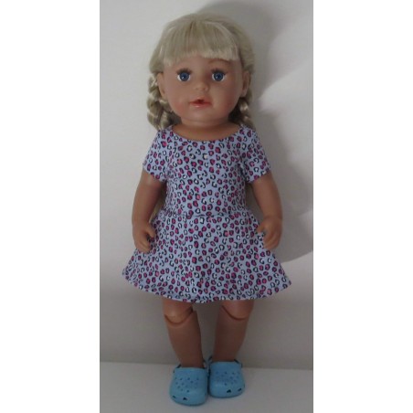 sportievejurk blauw panter print baby born 43cm
