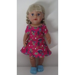 sportievejurk hard roze paddestoelen baby born 43cm