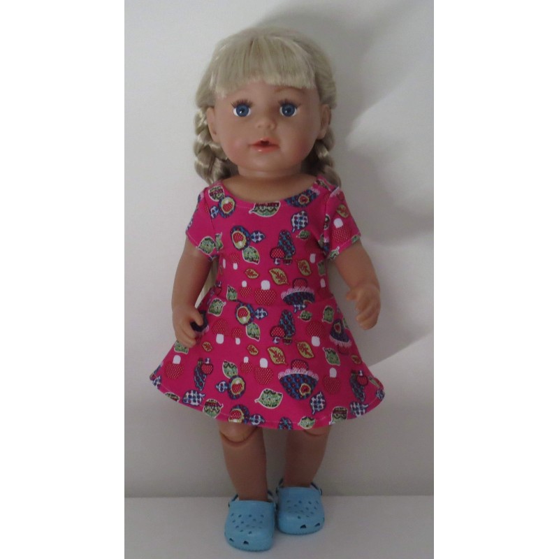 sportievejurk hard roze paddestoelen baby born 43cm