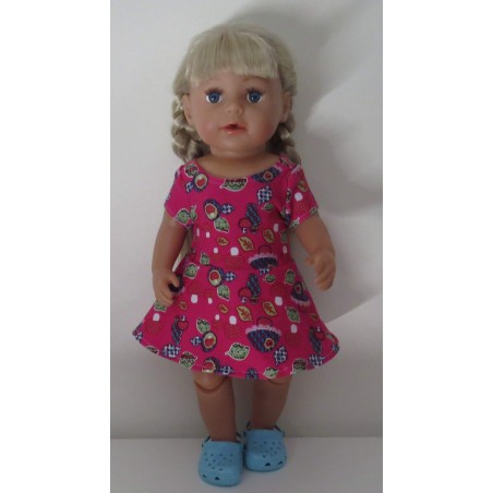 sportievejurk hard roze paddestoelen baby born 43cm