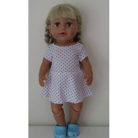 sportievejurk met zwarte stippen baby born 43cm