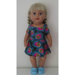 sportievejurk pauw veren baby born 43cm