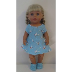 sportievejurk blauw eenhoorn baby born 43cm