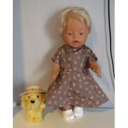 bloemjurk bruin roosjes baby born 43cm