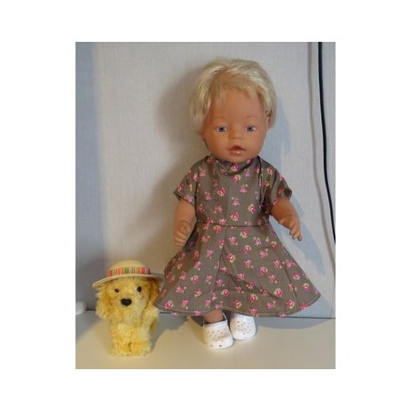 bloemjurk bruin roosjes baby born 43cm