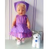bloemjurk lila met roze baby born 43cm