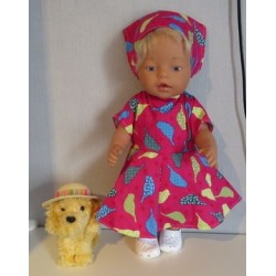 bloemjurk hard roze vogels baby born 43cm