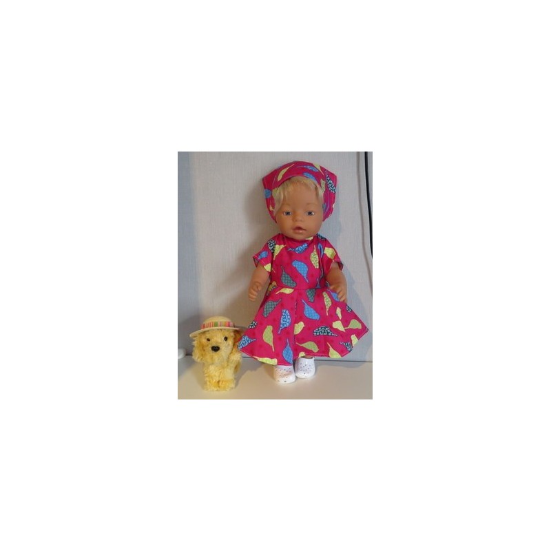 bloemjurk hard roze vogels baby born 43cm