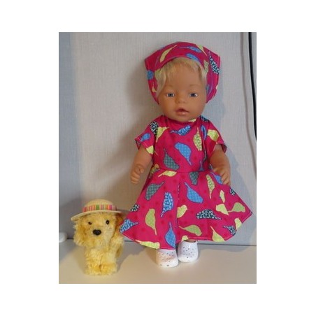 bloemjurk hard roze vogels baby born 43cm