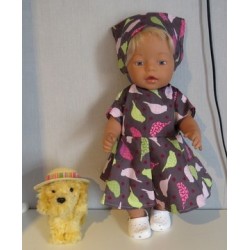 bloemjurk grijs met vogels baby born 43cm