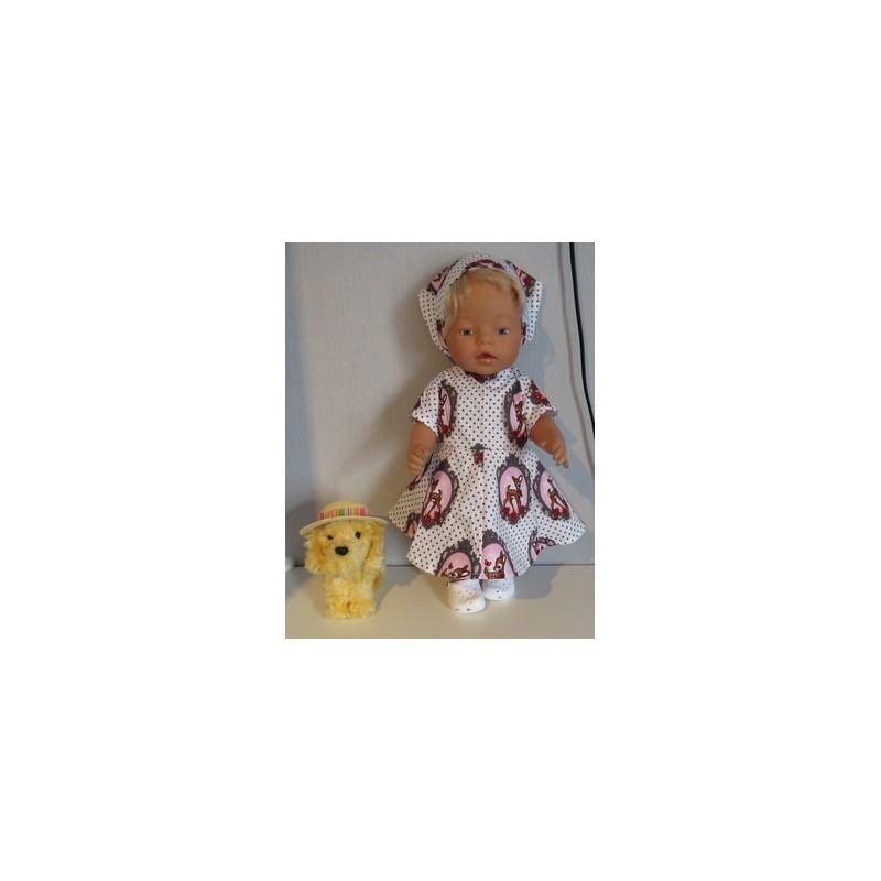 bloemjurk wit hertje baby born 43cm