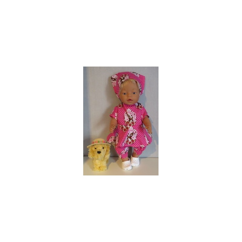 bloemjurk setje hard roze hertje baby born 43cm