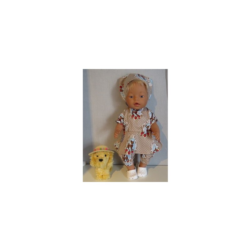 bloemjurk setje bruin hertje baby born 43cm