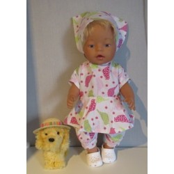bloemjurk setje wit vogels baby born 43cm