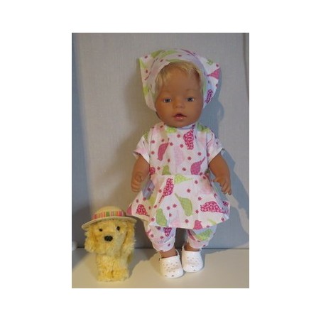 bloemjurk setje wit vogels baby born 43cm