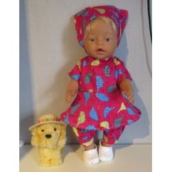 bloemjurk setje hard roze vogels baby born 43cm
