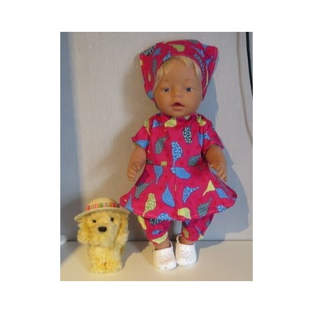 bloemjurk setje hard roze vogels baby born 43cm