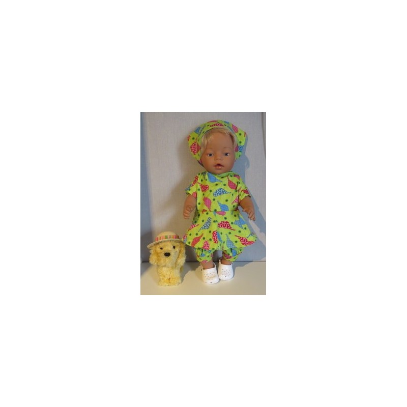 bloemjurk setje groen vogels baby born 43cm