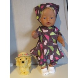 bloemjurk setje grijs vogels baby born 43cm