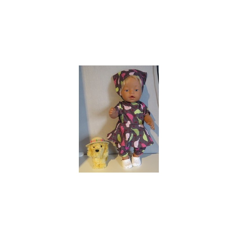 bloemjurk setje grijs vogels baby born 43cm