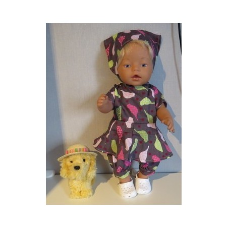 bloemjurk setje grijs vogels baby born 43cm