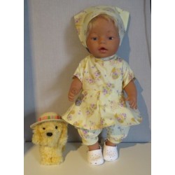 bloemjurk setje geel met vlinders baby born 43cm