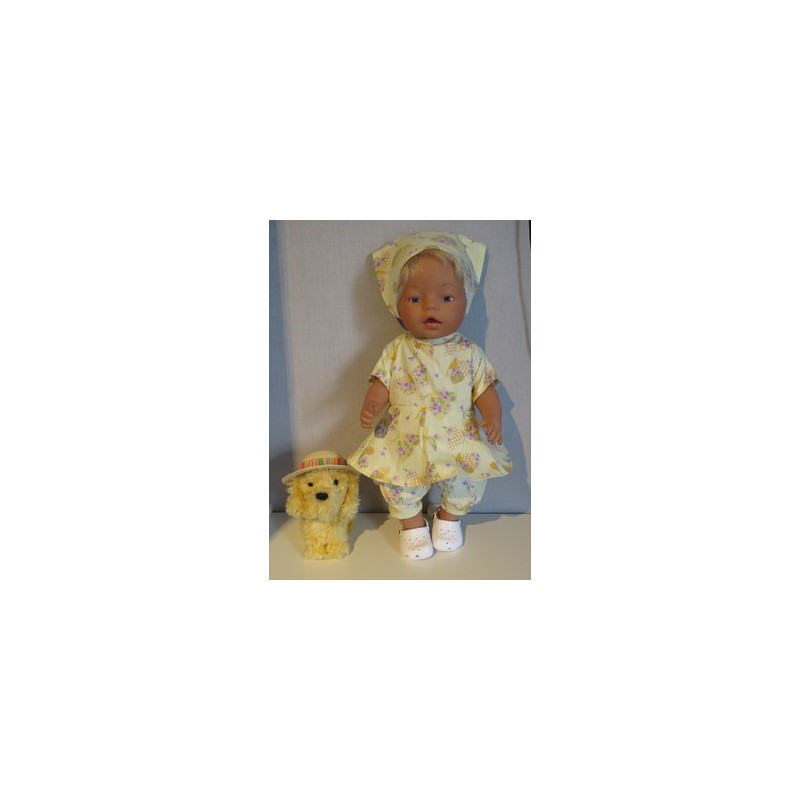 bloemjurk setje geel met vlinders baby born 43cm