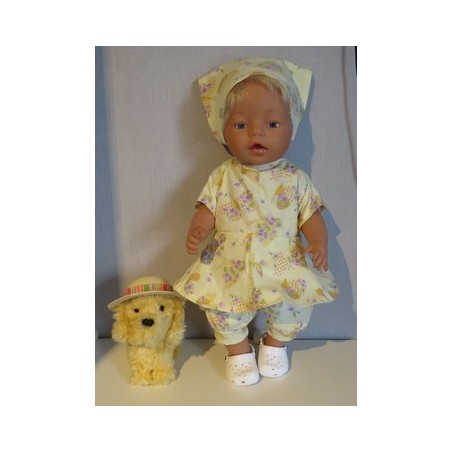bloemjurk setje geel met vlinders baby born 43cm