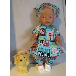 bloemjurk setje aqua blauw dieren baby born 43cm