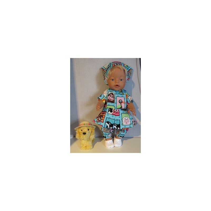 bloemjurk setje aqua blauw dieren baby born 43cm