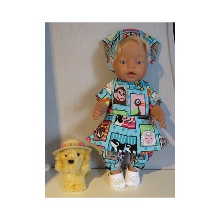 bloemjurk setje aqua blauw dieren baby born 43cm