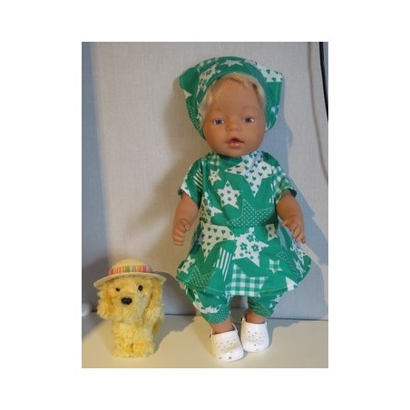 bloemjurk setje groen sterren baby born 43cm