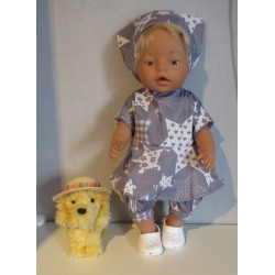 bloemjurksetje grijs sterren baby born 43cm