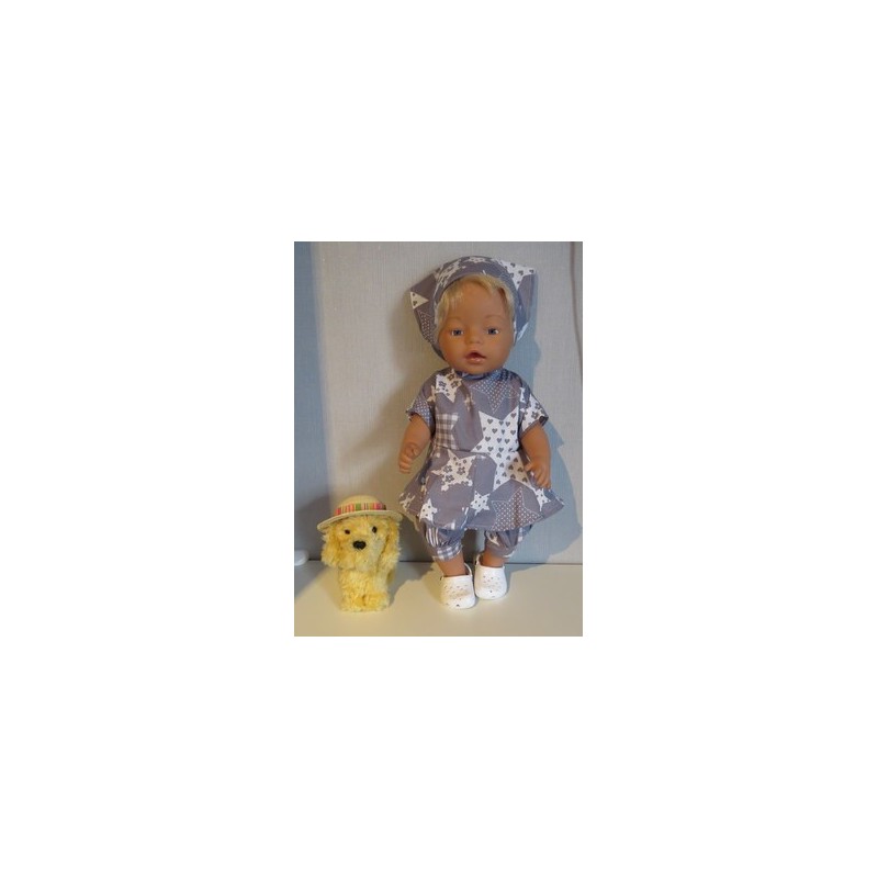 bloemjurksetje grijs sterren baby born 43cm