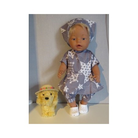 bloemjurksetje grijs sterren baby born 43cm