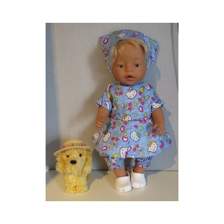 bloemjurk setje hello kitty blauw baby born 43cm