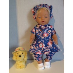bloemjurk setje donker blauw baby born 43cm