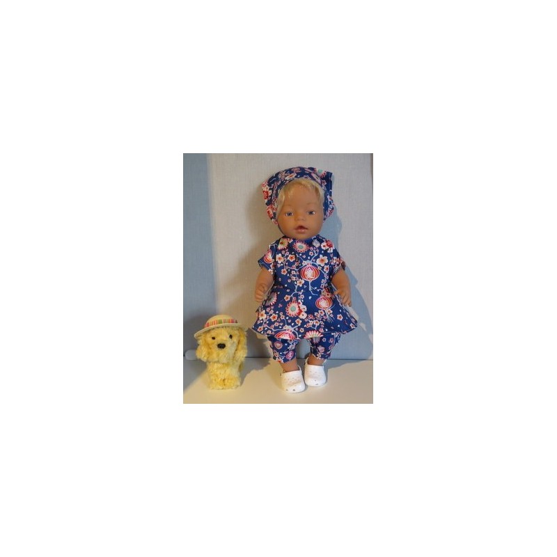 bloemjurk setje donker blauw baby born 43cm