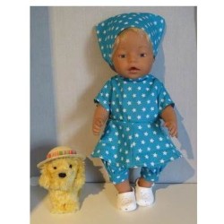 bloemjurk setje aqua blauw sterren baby born 43cm