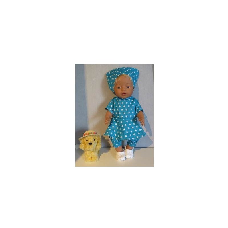 bloemjurk setje aqua blauw sterren baby born 43cm