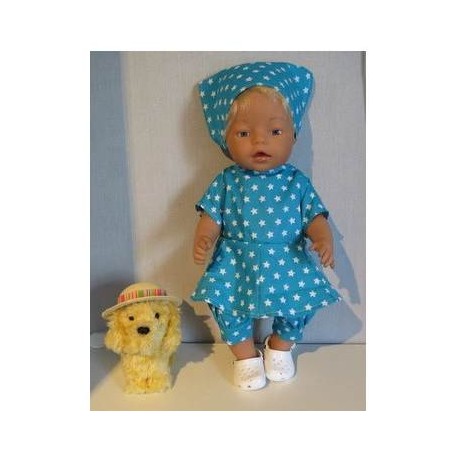 bloemjurk setje aqua blauw sterren baby born 43cm